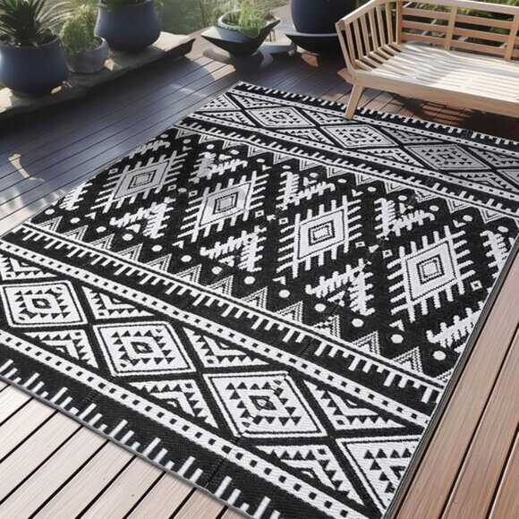 5x8 Waterproof Outdoor Area Rug, Reversible Plastic Straw Mat for Picnic & Patio